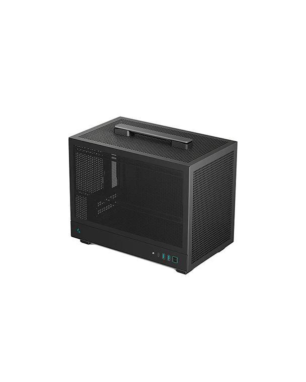 Gabinete Mini ITX DeepCool CH160 Mesh Preto, ultraportátil com alça para Placa Mãe ITX