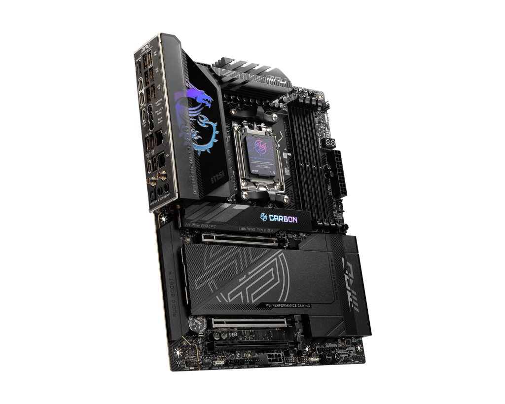 Placa Mae X870E CARBON MSI MPG WIFI 7, Bluetooth, AMD AM5, 4x DDR5, 4x slots M.2, USB 4 - Imagem 3