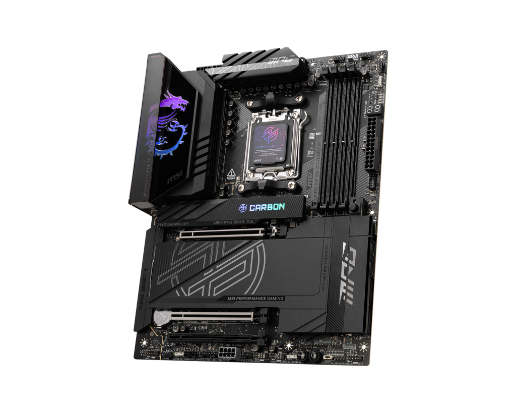 Placa Mae X870E CARBON MSI MPG WIFI 7, Bluetooth, AMD AM5, 4x DDR5, 4x slots M.2, USB 4 - Imagem 4