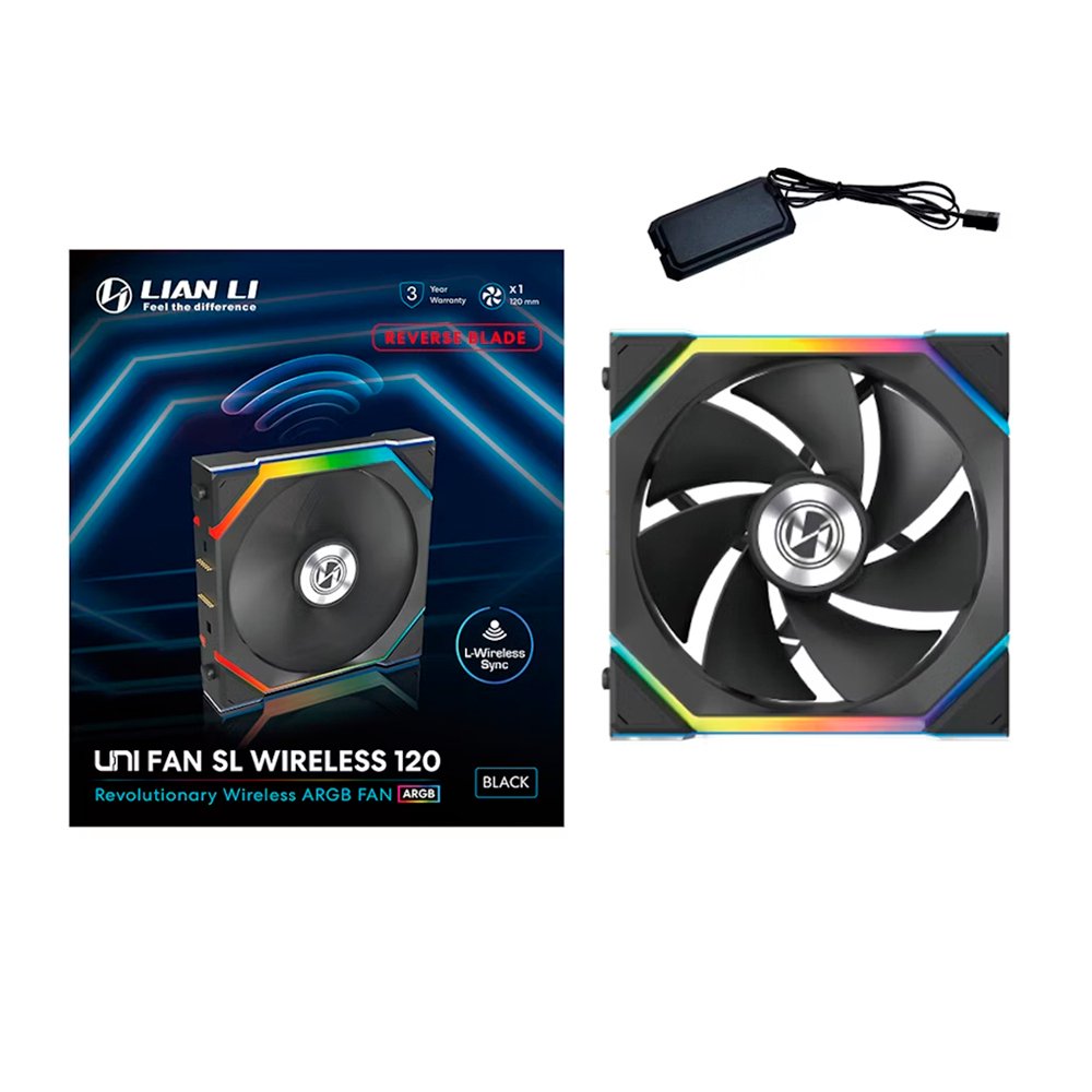 Cooler Fan Lian Li Uni Fan SL Wireless Reverse Blade Preto 120mm PWM ARGB - 12RSL1W1B