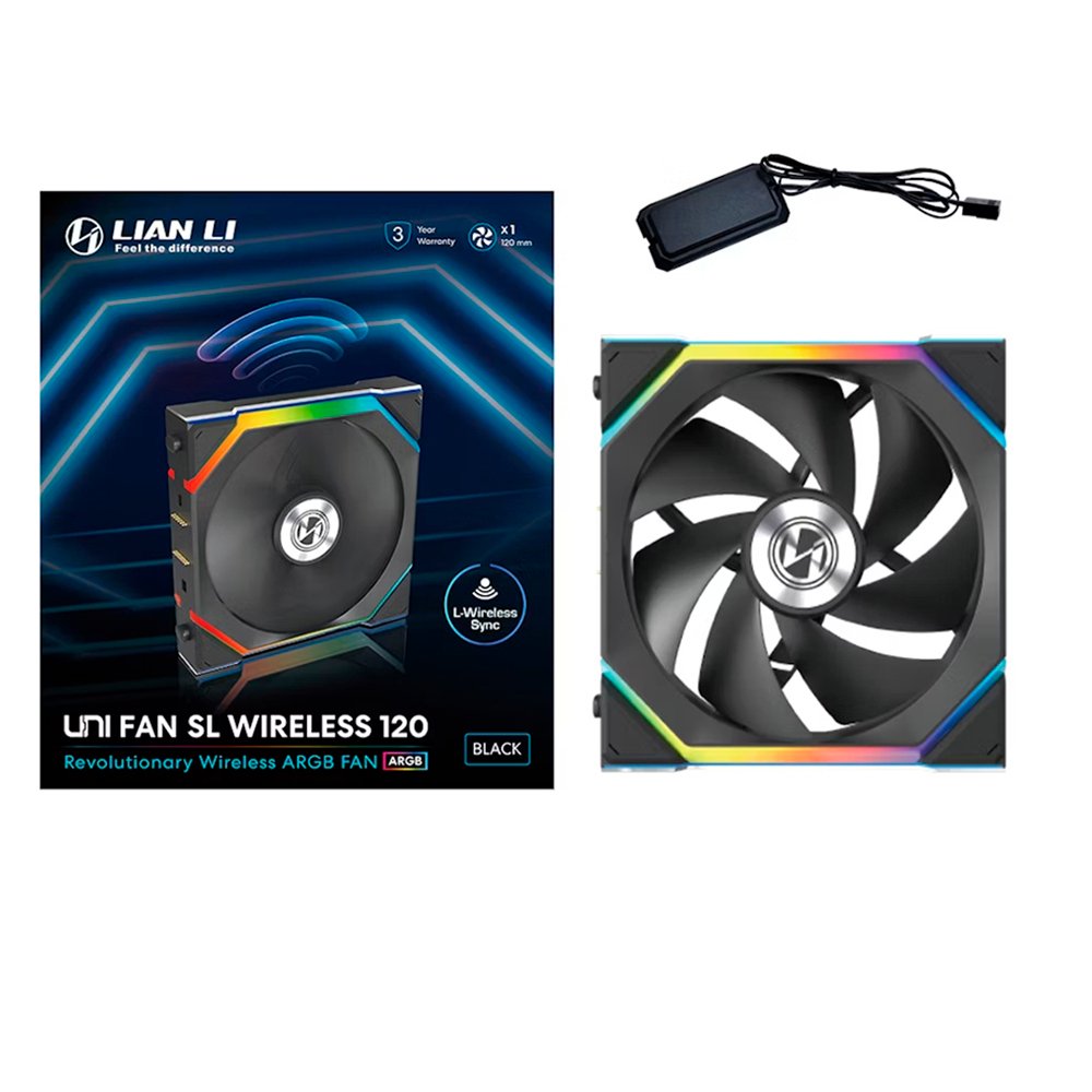 Cooler Fan Lian Li Uni Fan SL Wireless Blade Preto 120mm PWM ARGB - 12SL1W1B