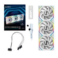 Kit 3x Cooler Fan Lian Li Uni Fan SL Display LCD Wireless Blade Branco 120mm PWM ARGB - 12SLLCD1W3W