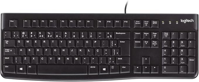 Teclado com fio USB Logitech K120 Resistente à Respingos e Layout ABNT2 -920-004423