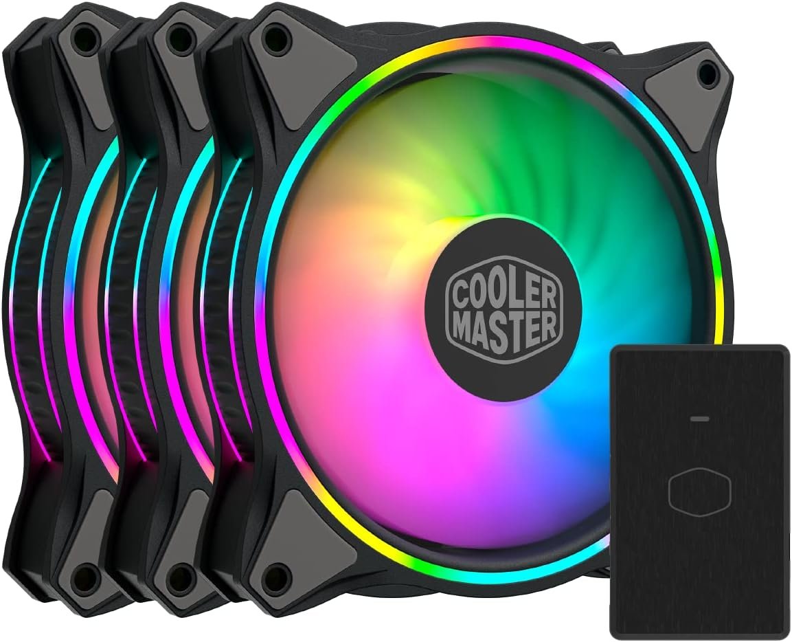 Kit 3x Coolers para Gabinete Cooler Master Masterfan MF120 Halo, 120mm, ARGB, Preta - MFL-B2DN-183PA-R1