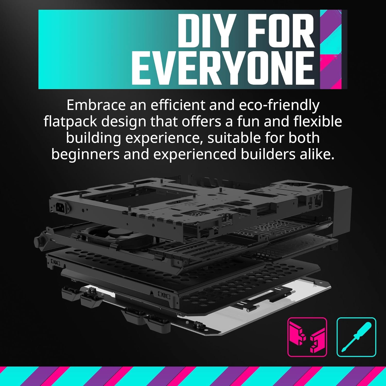 Gabinete Cooler Master QUBE 500 Flatpack Preto, ATX, Modular, Midtower, Lateral Vidro, Extreme Airflow - Q500-KGNN-S00 - Imagem 7