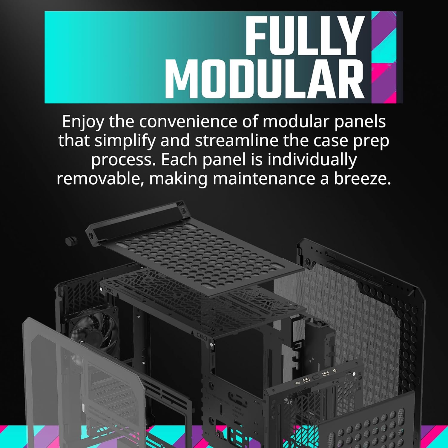 Gabinete Cooler Master QUBE 500 Flatpack Preto, ATX, Modular, Midtower, Lateral Vidro, Extreme Airflow - Q500-KGNN-S00 - Imagem 14