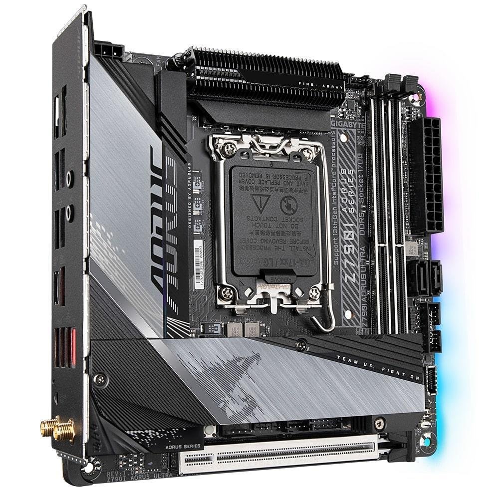 Placa Mãe Mini ITX Z790I Gigabyte AORUS ULTRA, LGA 1700, DDR5, HDMI, DisplayPort, USB 3.2, M.2 - Imagem 2
