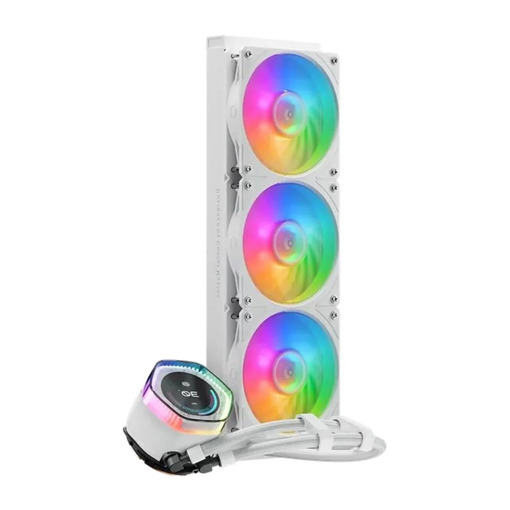 Water Cooler Branco Cooler Master Masterliquid 360 ION, com Display LCD, ARGB, Mobius 360mm (3x120mm)