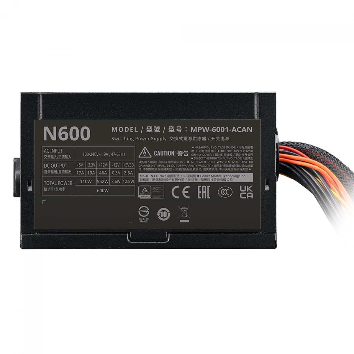 Fonte Cooler Master Elite NEX N600, 600W, PFC Ativo, Preta - MPW-6001-ACAN-BBR - Imagem 4