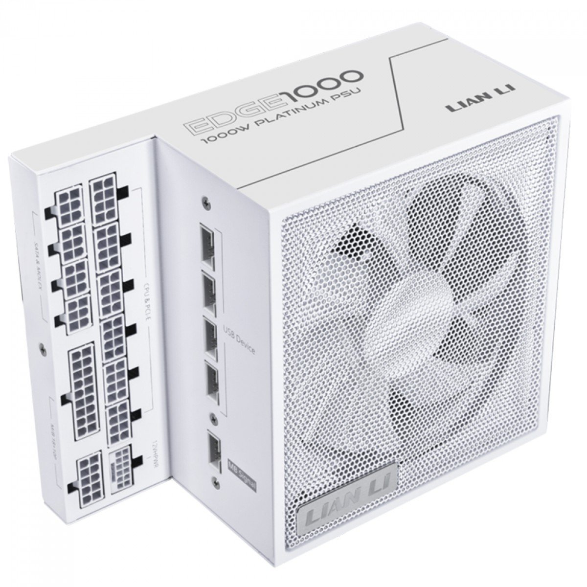 Fonte Lian Li Branca EDGE 1000W , 80 Plus Platinum, ATX 3.1, PCIE 5.1, PFC Ativo, Full Modular, Branco, Com Hub USB - Imagem 3