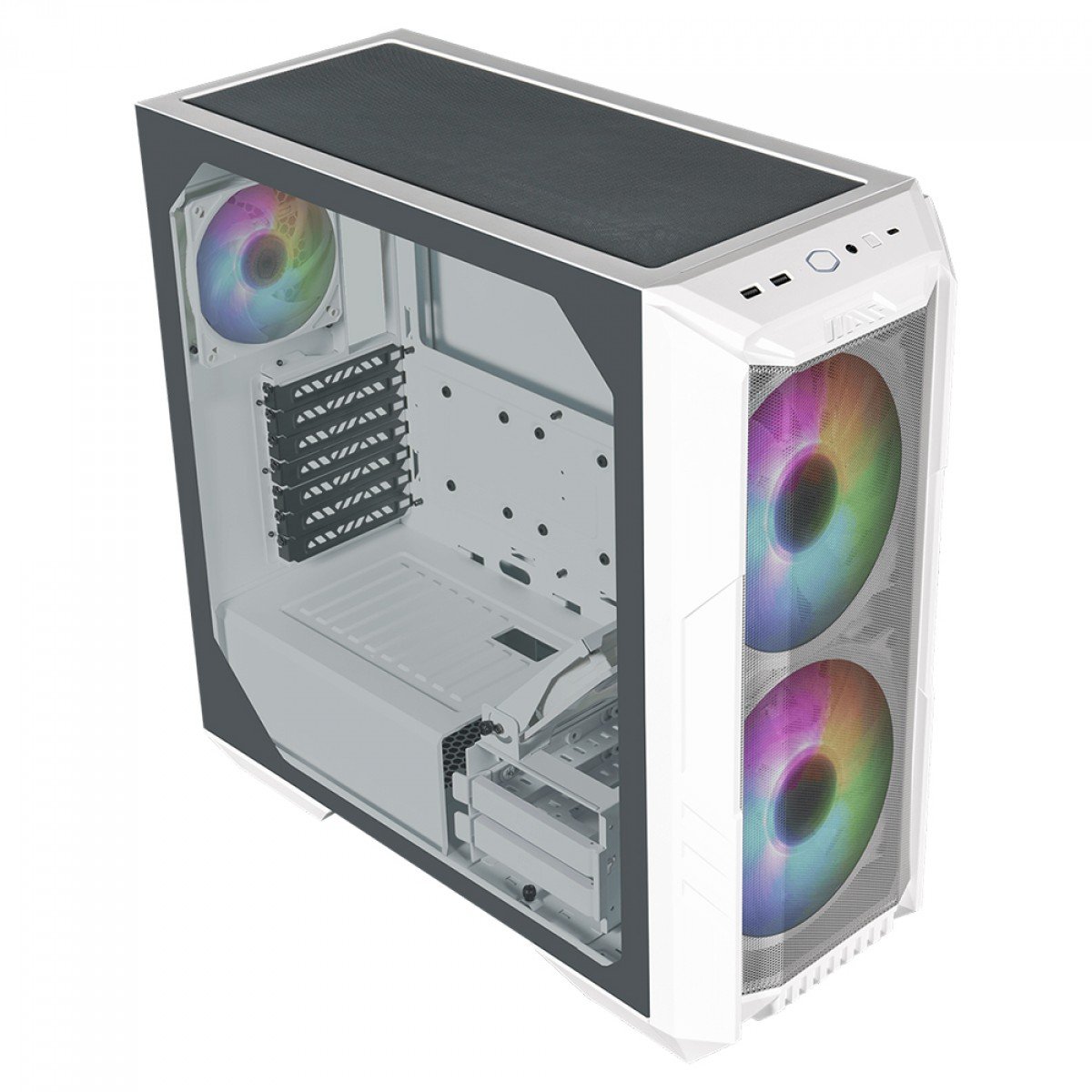 Gabinete Gamer HAF 500 Branco Cooler Master, 4x Fans ARGB, ATX, Vidro Temperado - H500-WGNN-S00