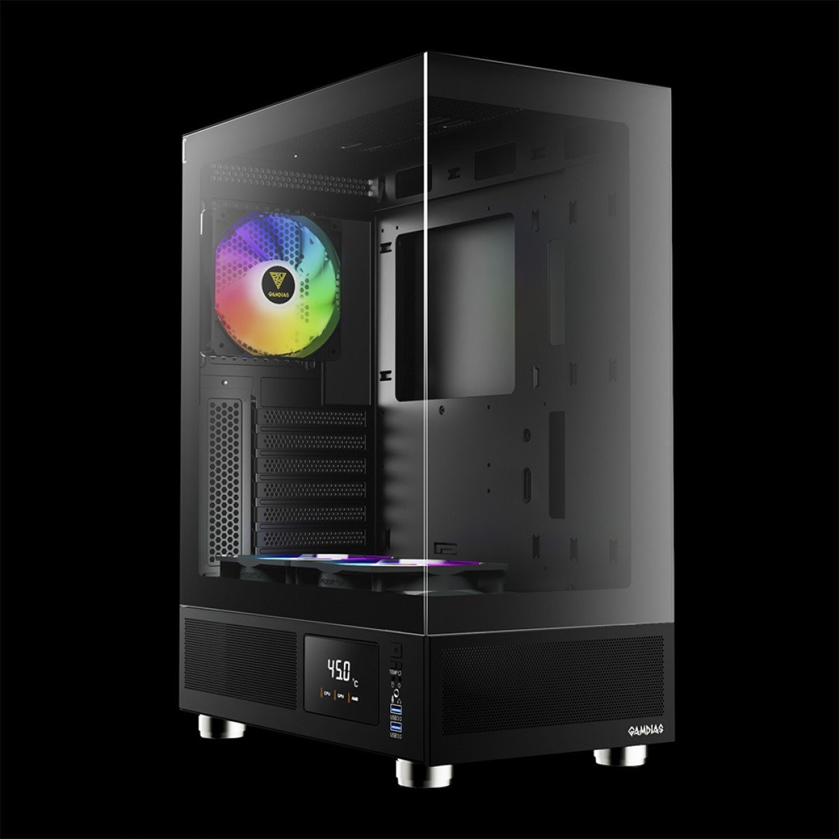 Gabinete Gamer Gamdias Atlas E1, Mid Tower, Display Digital, Vidro Temperado, ATX, Com 3 Fans ARGB - Imagem 2