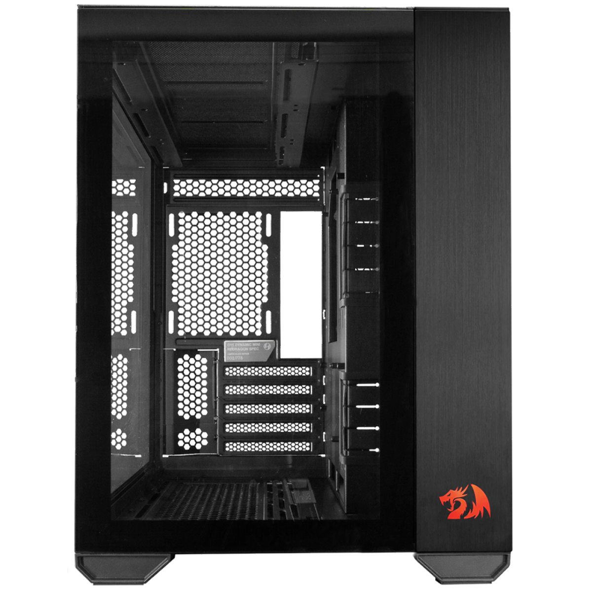 Gabinete Gamer Lian Li O11 Dynamic Mini Redragon Edition, Mid Tower, Vidro Temperado, Suporte ATX, Preto - O11DMINI-RD-X - Imagem 2