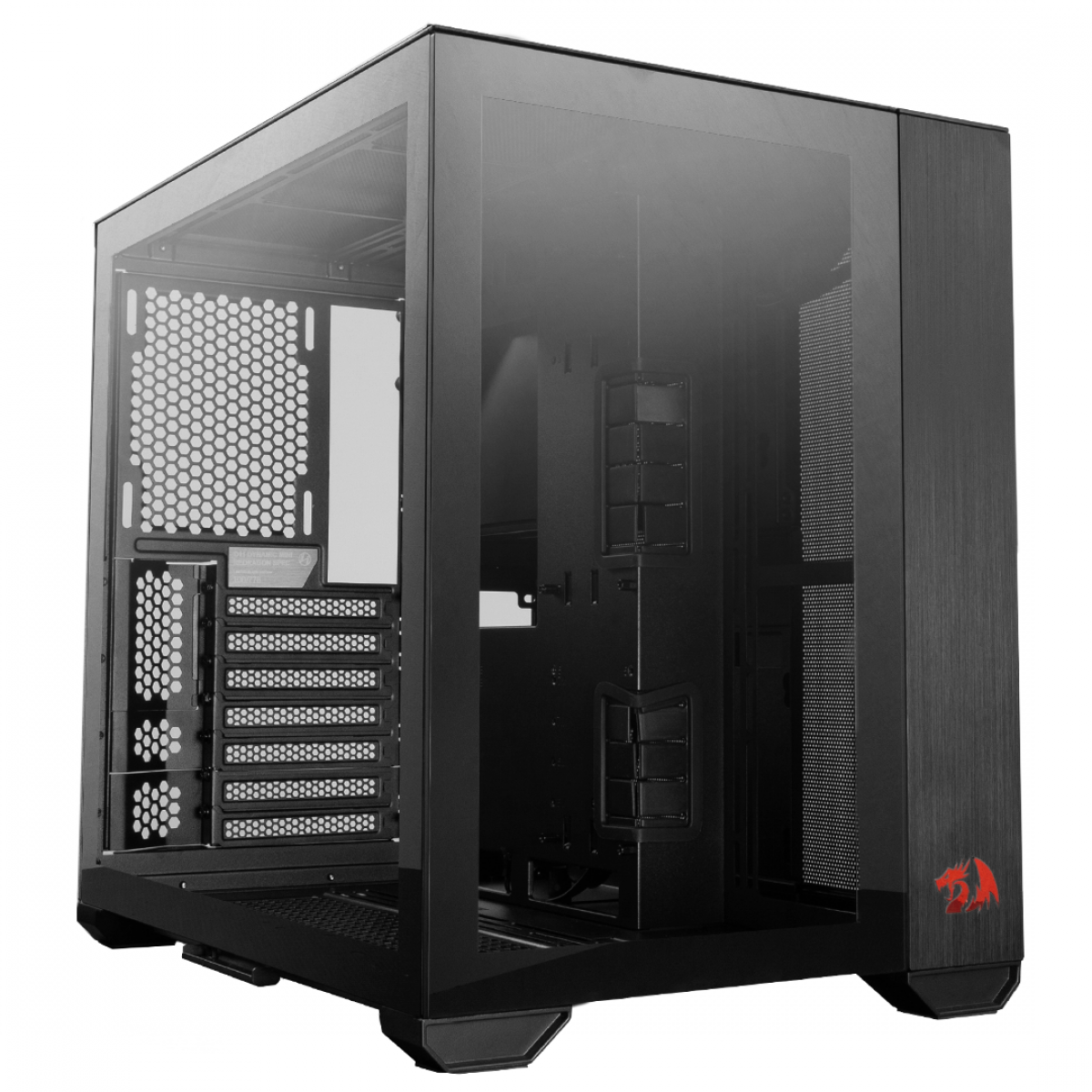Gabinete Gamer Lian Li O11 Dynamic Mini Redragon Edition, Mid Tower, Vidro Temperado, Suporte ATX, Preto - O11DMINI-RD-X