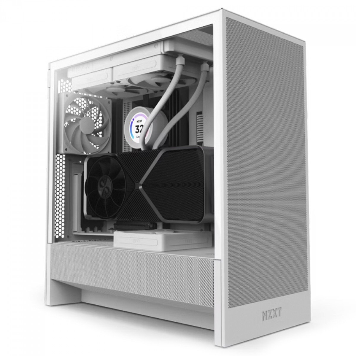 Gabinete Gamer NZXT H5 Flow Branco New Edition, Vidro Temperado, EATX, Com 2 Fans, Branco - CC-H52FW-01