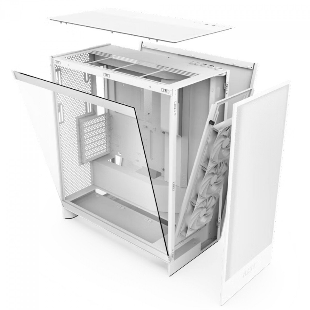 Gabinete NZXT H7 Flow Branco, Mid Tower, Vidro Temperado, E-ATX, Com 3 Fans, CM-H72FW-01 - Imagem 5
