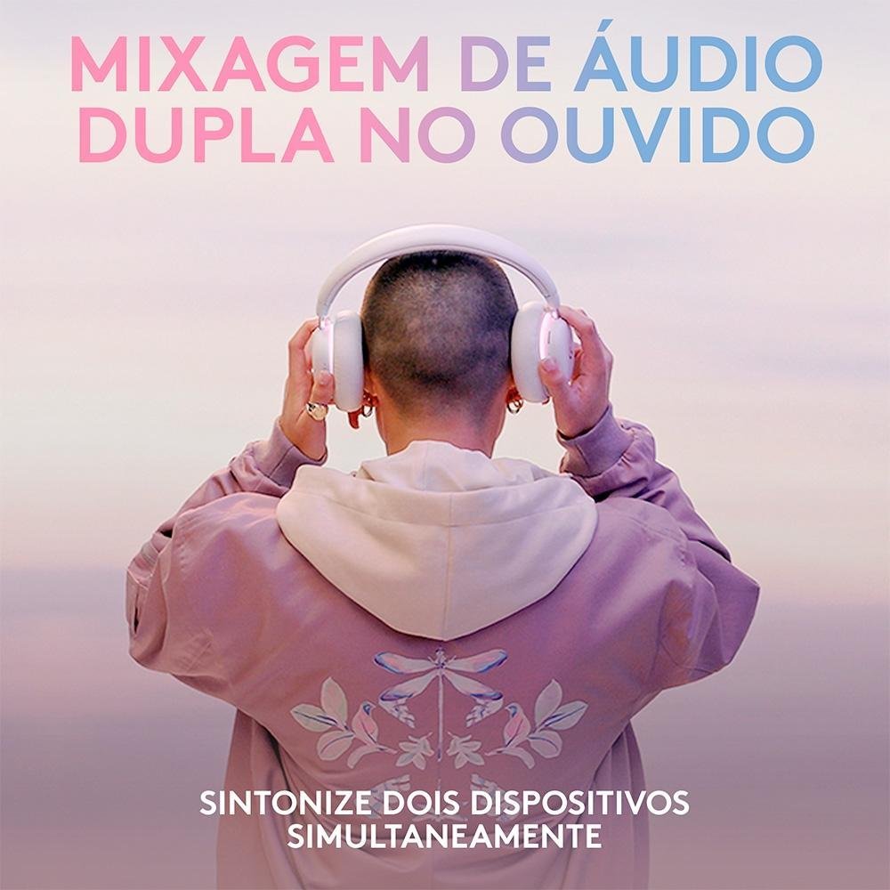 Headset Gamer Sem Fio Logitech G735 Aurora, RGB, Drivers 40mm, Bluetooth, USB, para PC e Mac, Branco - 981-001082 - Imagem 6