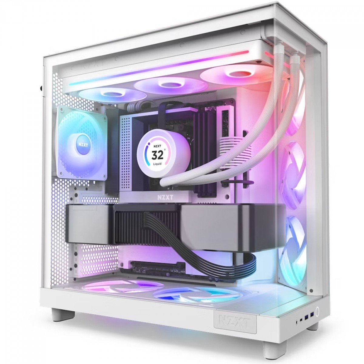 Kit Fan 360mm NZXT F360 RGB Core, 3 Ventoinhas De 120mm, Single-Frame, Branco, RF-U36HF-W1 - Imagem 6