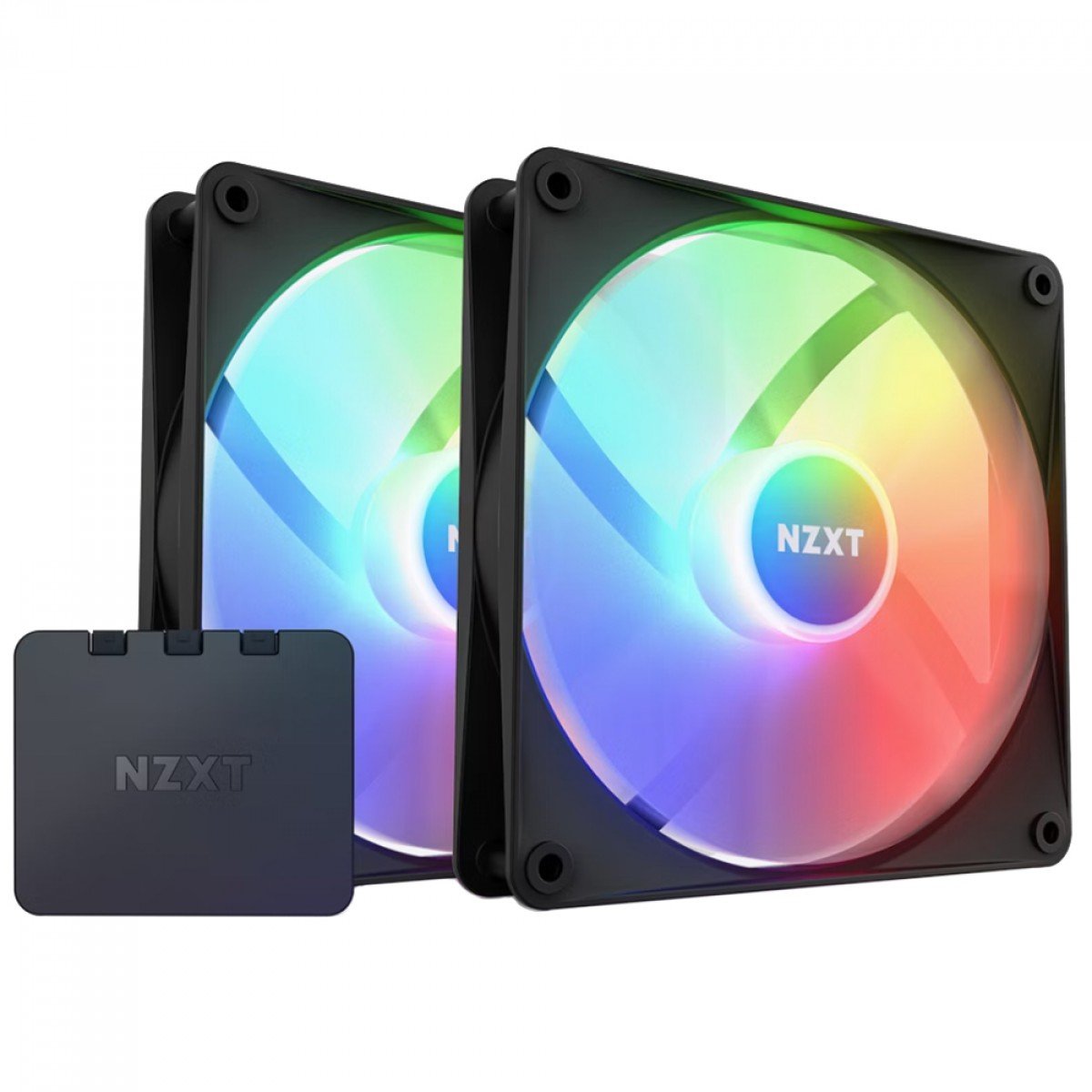 Kit 2X Cooler Fan NZXT F140RGB Core, 140mm, Preto - RF-C14DF-B1