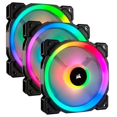 Kit Com 3 Ventoinhas Corsair LL120 Pro, 120mm, ARGB, Com Controladora, Preto