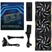 Kit 3x Cooler Fan Lian Li Uni Fan TL Wireless LCD Blade Preto 120mm PWM ARGB, 1900 RPM - 12TLLCD1W3B