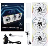 Kit 3x Cooler Fan Lian Li Uni Fan TL Wireless LCD Blade Branco 120mm PWM ARGB, 1900 RPM - 12TLLCD1W3W