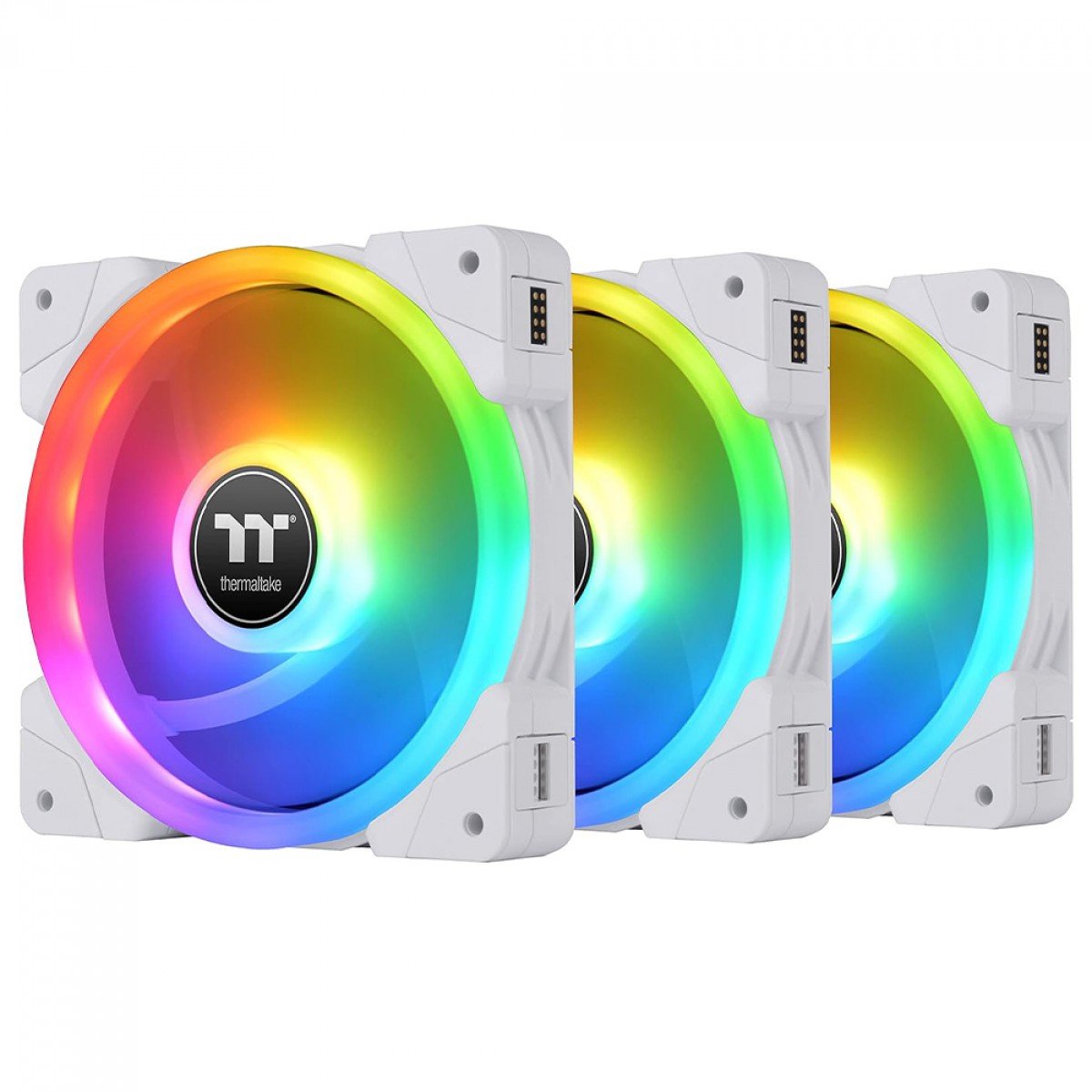 Kit 3x Coolers Brancos Thermaltake SWAFAN 120mm ARGB, Magnética Premium, Pás Reverse incluídas - CL-F169-PL12SW-A