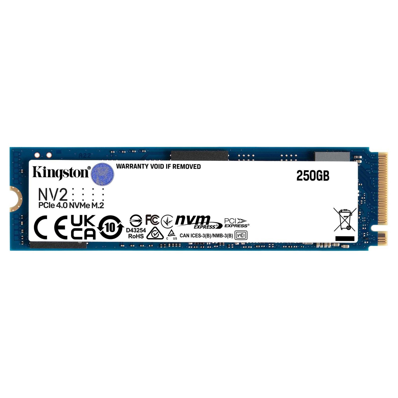 SSD Kingston NV2 250GB, M.2 2280 NVMe, PCIe 4.0, PC, Leitura: 3000MB/s e Gravação: 1300MB/s - SNV2S/250G - Imagem 2