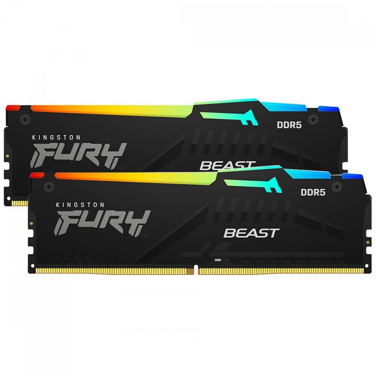 Memória DDR5 32GB (2x16GB), 6000Mhz Kingston Fury Beast CL30, Intel/AMD, RGB, Preta - Imagem 2