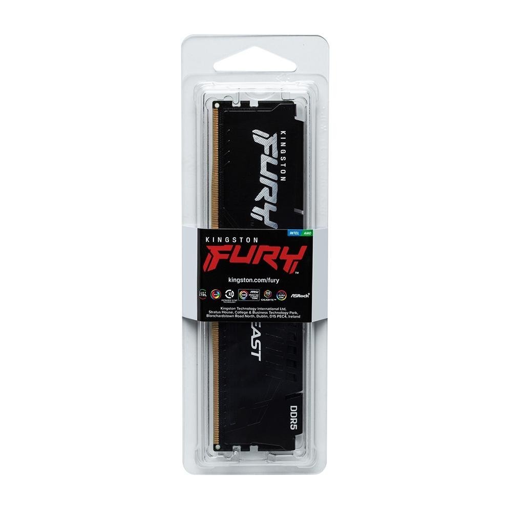 Memória RAM DDR5 32GB, 5200MHz, CL40 Kingston Fury Beast para Intel XMP, Preto - KF552C40BB-32