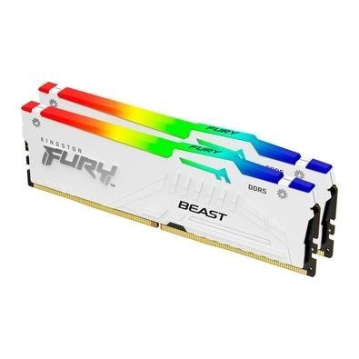 Memória RAM DDR5 Branca 32GB (2X16GB) Kingston Fury Beast, RGB, 6000MH/s, CL30, Intel/AMD