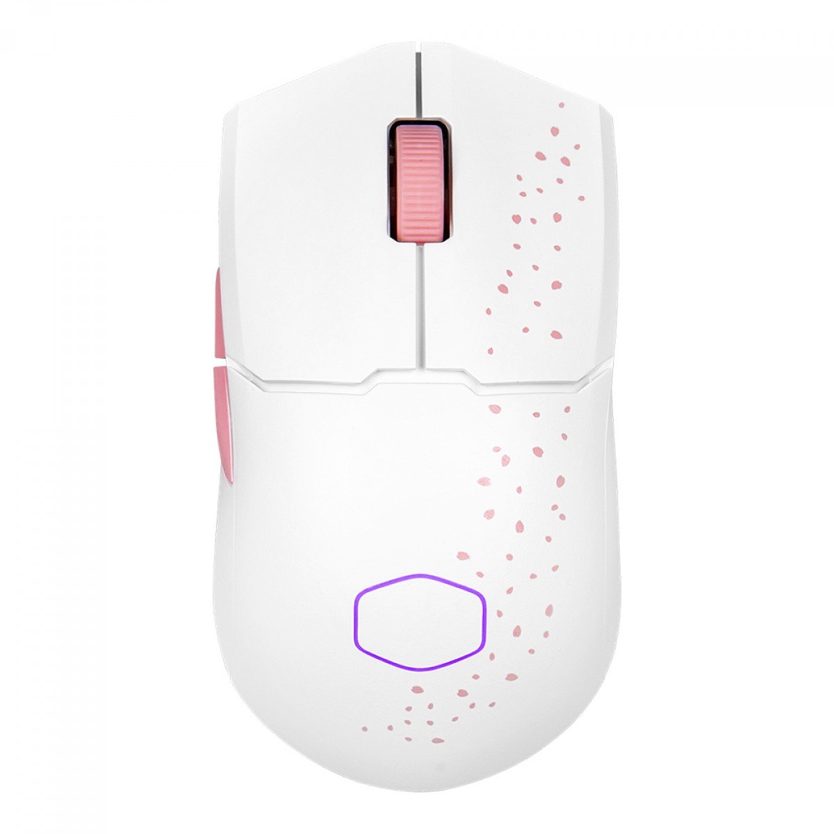Mouse Gamer Sem Fio Cooler Master MM712 Braco/Rosa, Wireless Bluetooth, RGB, 19000DPI, 6 Botões, 58G - MM-712-WWOH2