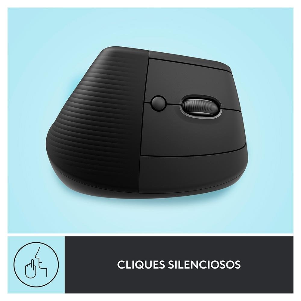 Mouse Sem Fio Logitech Lift, 4000 DPI, 6 Botões, Bluetooth, Ergonômico, Clique Silencioso, USB, Grafite - 910-006466 - Imagem 11