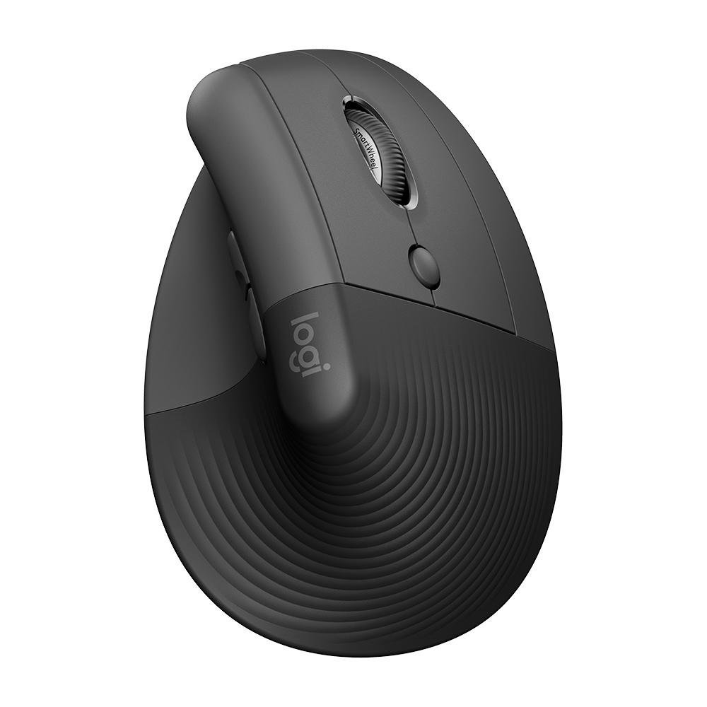 Mouse Sem Fio Logitech Lift, 4000 DPI, 6 Botões, Bluetooth, Ergonômico, Clique Silencioso, USB, Grafite - 910-006466