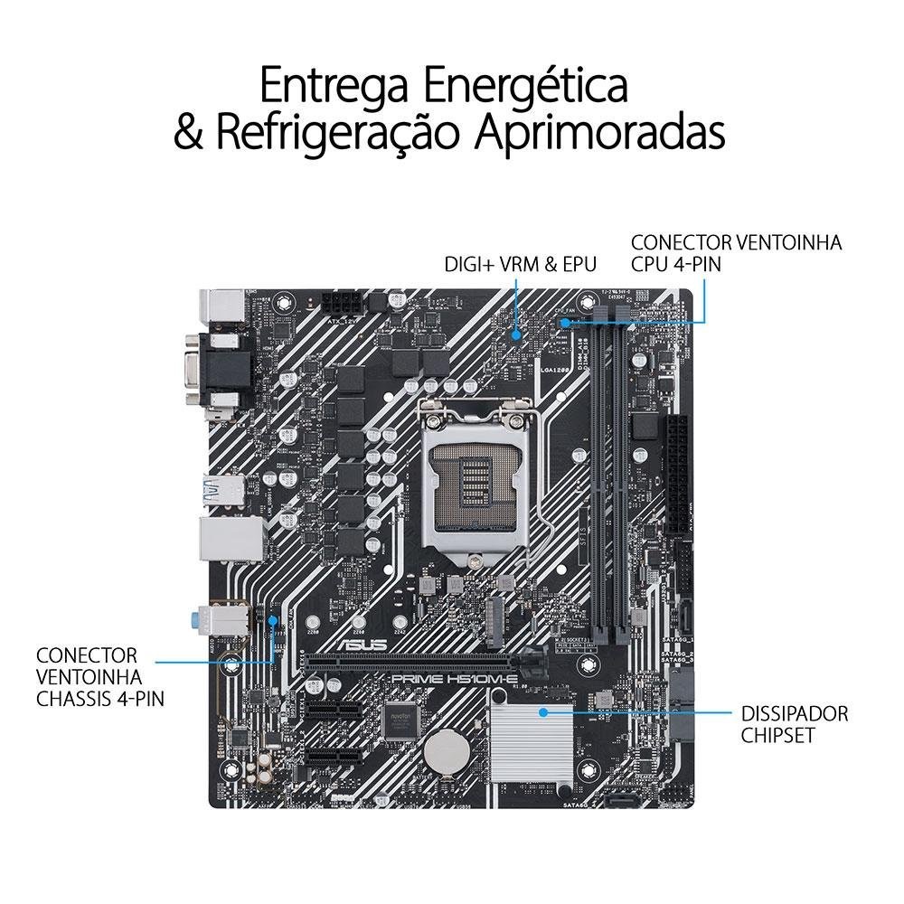 Placa Mãe H510M-E Asus Prime, Intel LGA 1200, microATX, DDR4 - 90MB17E0-C1BAY0 - Imagem 4