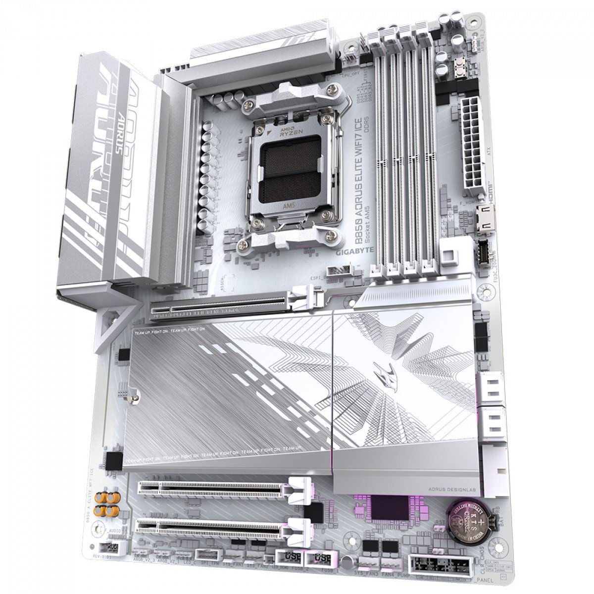 Placa Mãe Branca B850 Aorus ICE Elite WiFi7 e Bluetooth, AMD AM5, ATX, DDR5 - Imagem 4