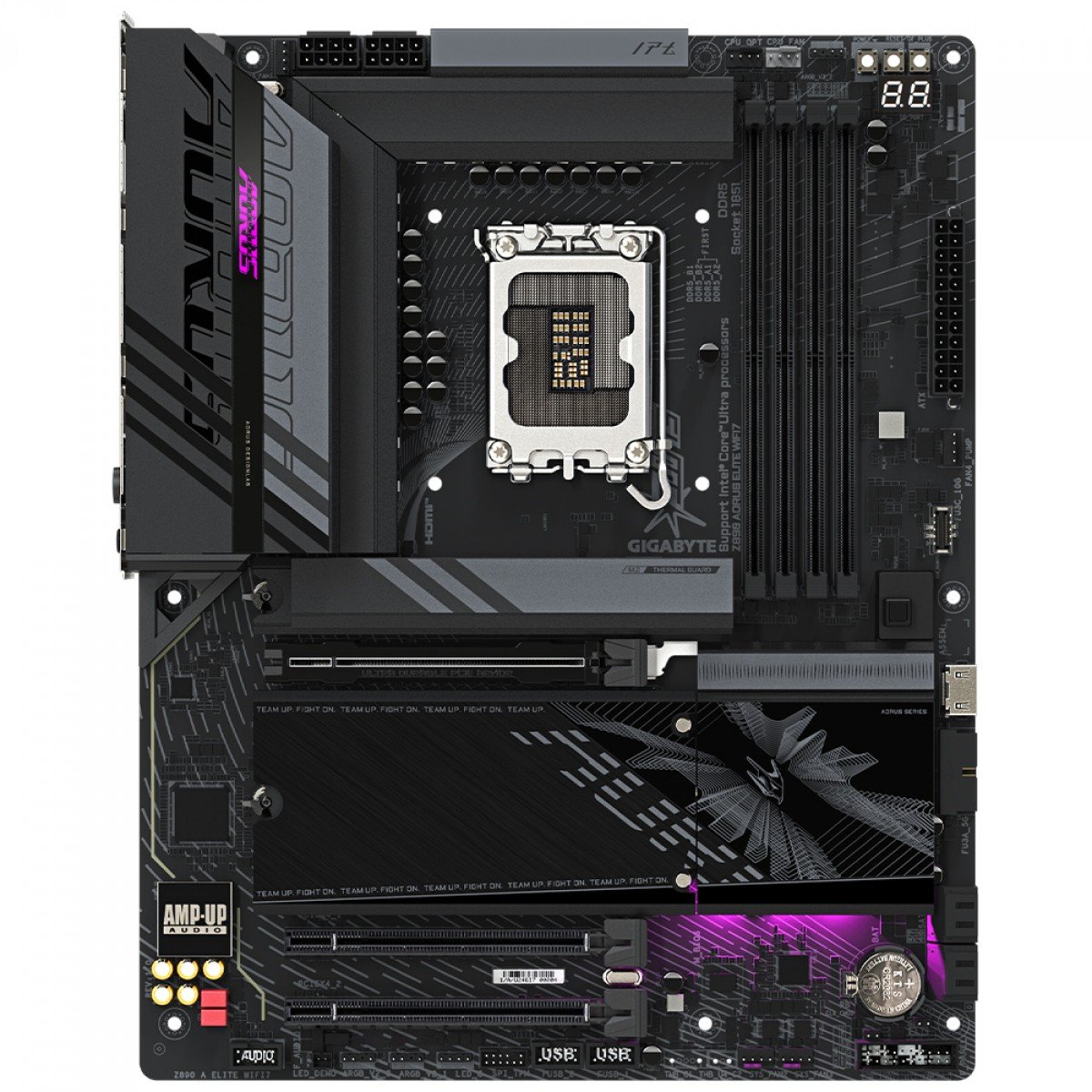Placa Mae Z890 AORUS ELITE WIFI 7, LGA 1851, 4x DDR5, Thunderbolt 4, USB4 TYPE-C, 4x /M.2, 2.5Gbe - Imagem 2