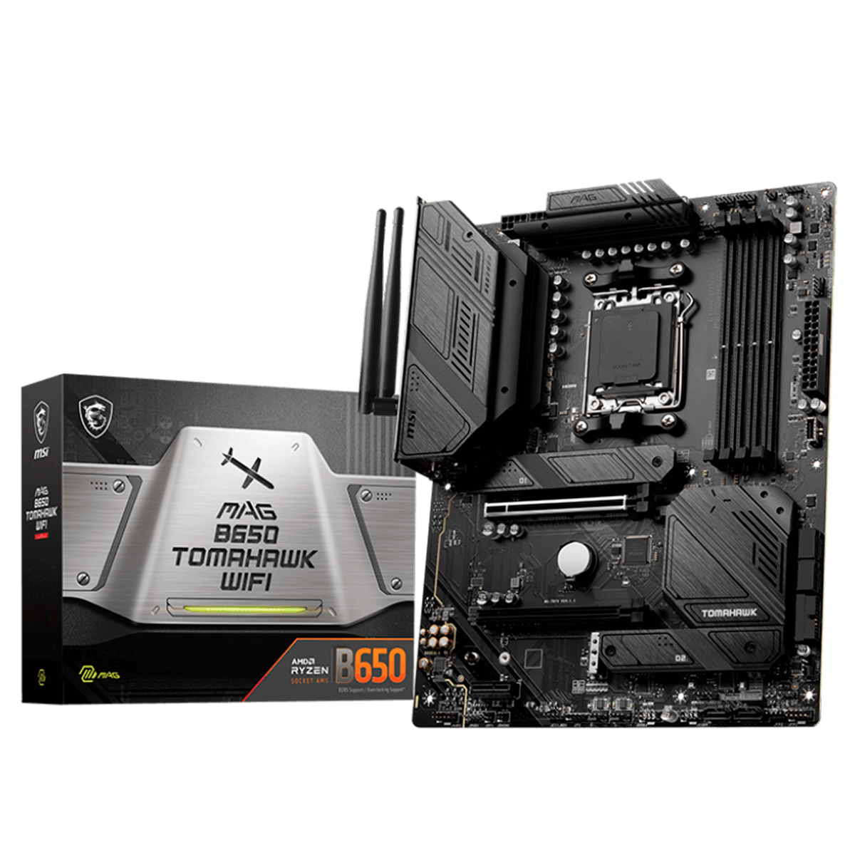 Placa Mãe B650 MSI MAG TOMAHAWK Wifi 6E e Bluetooth, AMD AM5, ATX, DDR5