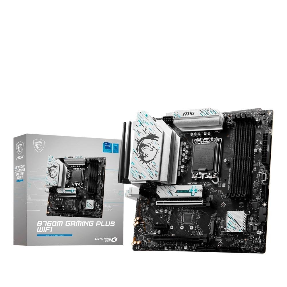Placa Mãe MSI B760M Gaming Plus, Intel LGA 1700, M-ATX, DDR5, WiFi e Bluetooth