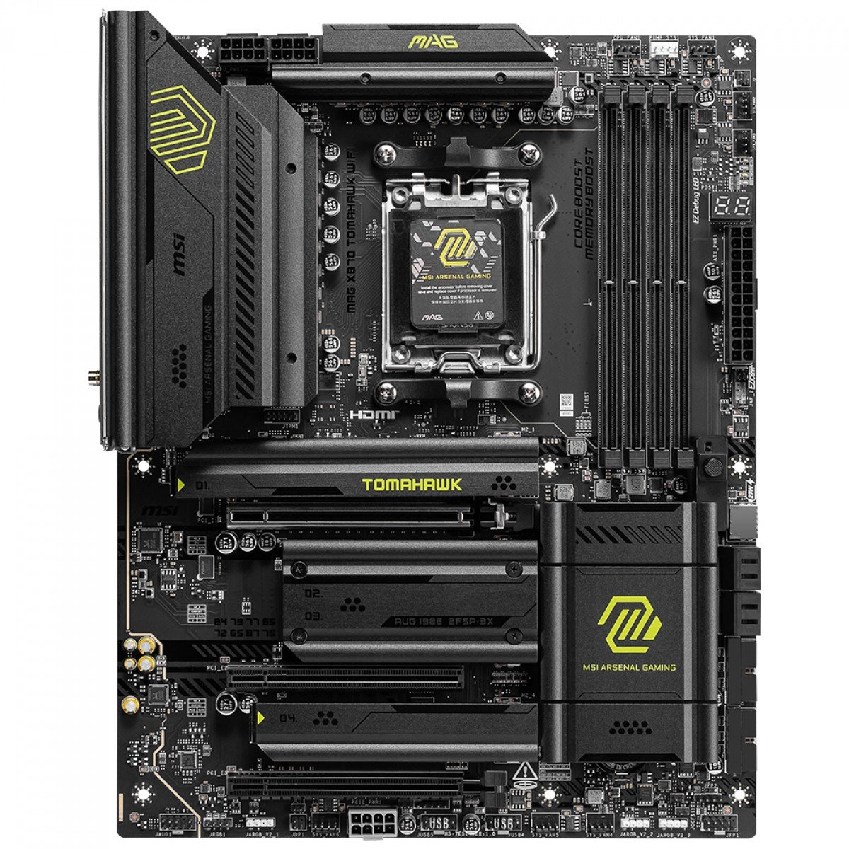 Placa Mãe X870 MSI MAG Tomahawk Wi-Fi 7 Bluetooth 5.4, 4x NVME, AMD AM5, ATX, DDR5 - Imagem 2