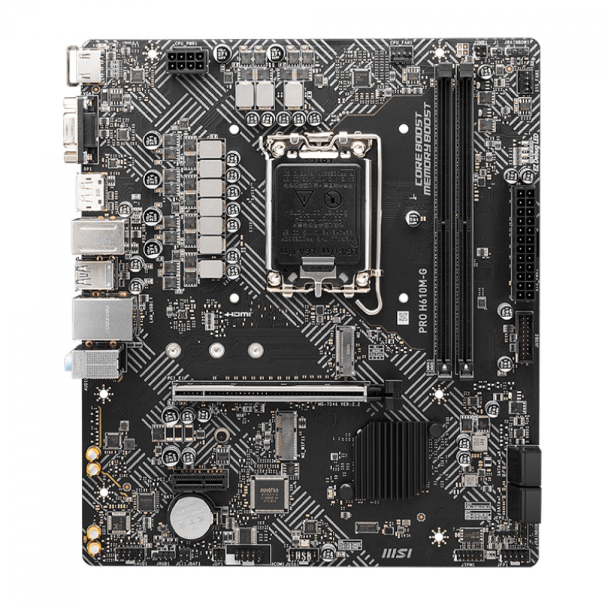 Placa Mãe MSI PRO H610M-G, DDR5, Socket LGA 1700, M-ATX, PRO-H610M-G-DDR5 - Imagem 2