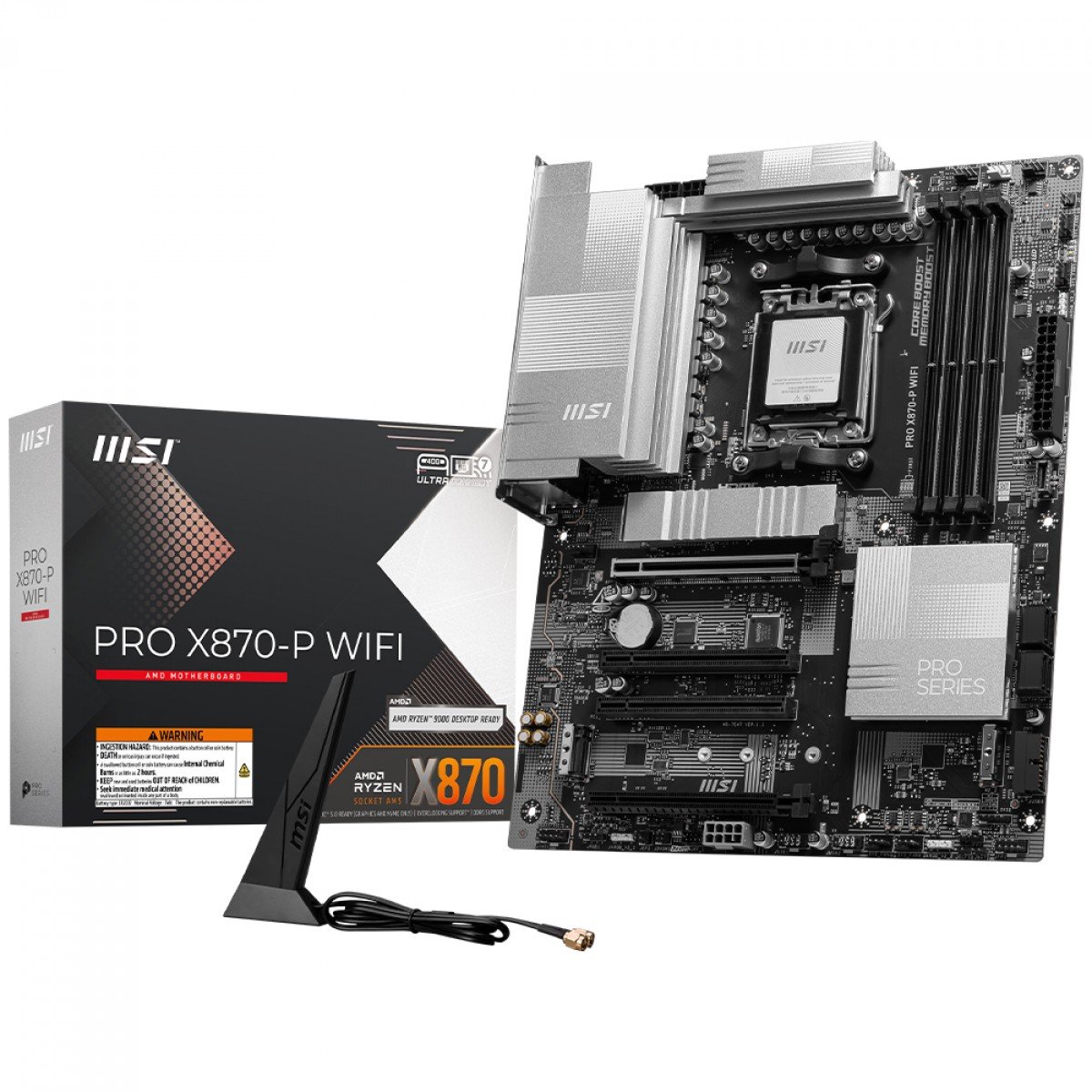 Placa Mãe X870 MSI PRO Wi-Fi 7 Bluetooth 5.4, 2x NVME, AMD AM5, PCI 5.0, ATX, DDR5