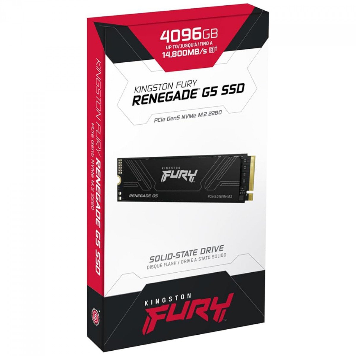 SSD 4TB Kingston Fury Renegade G5, PCIe 5.0, M.2 NVMe, 2280, Leitura 14.800MBs e Gravação 14.000MBs, SFYR2S/4T0