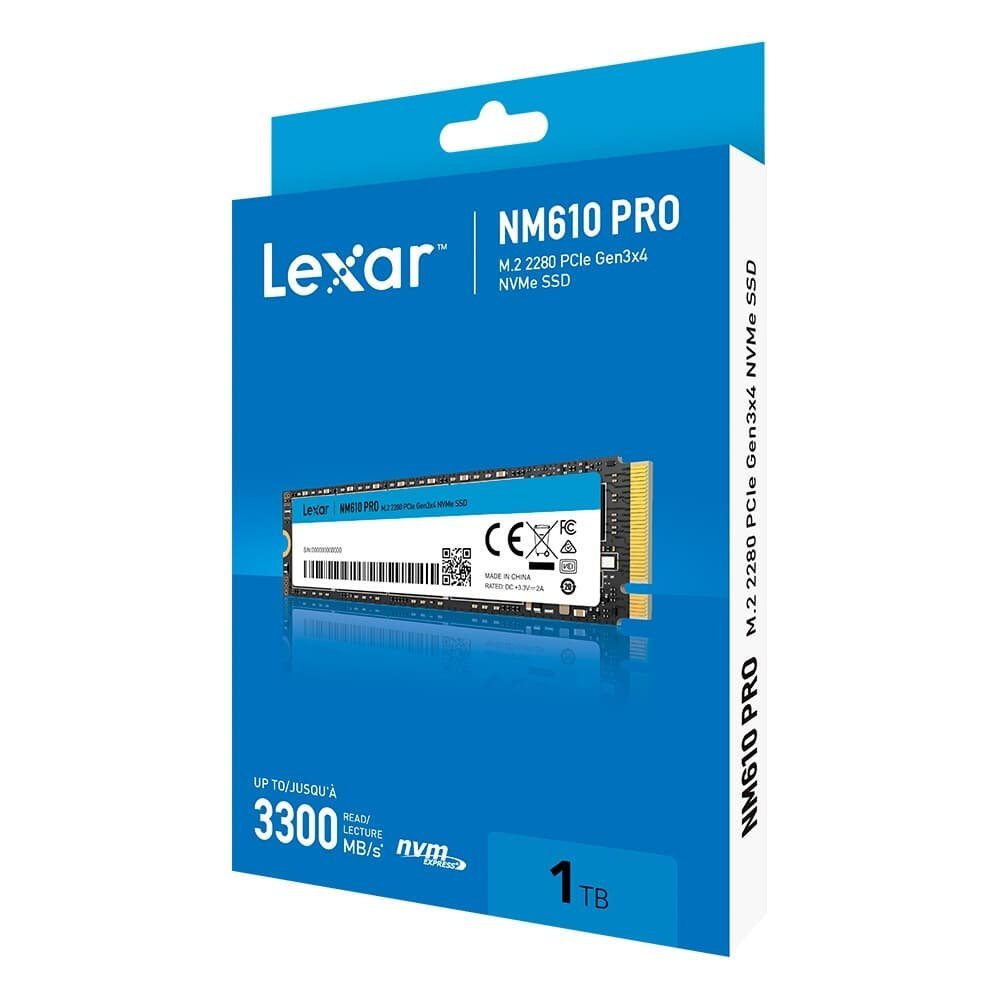 SSD 1TB Nvme Lexar NM610 Pro PCIe G3x4 , M.2 2280, Leitura 3300 MB/s