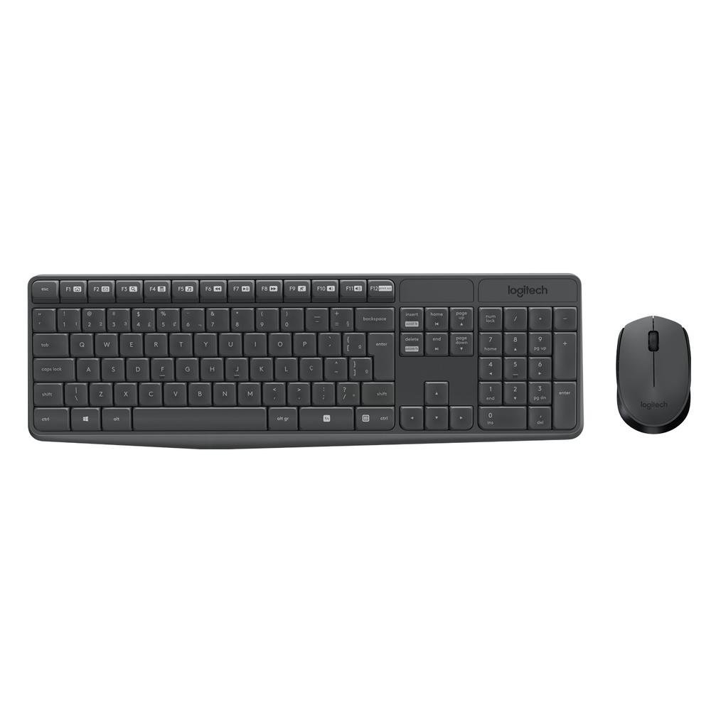 Kit Teclado e Mouse sem fio Logitech MK235 com Conexão USB, Pilhas Inclusas e Layout ABNT2 - 920-007903