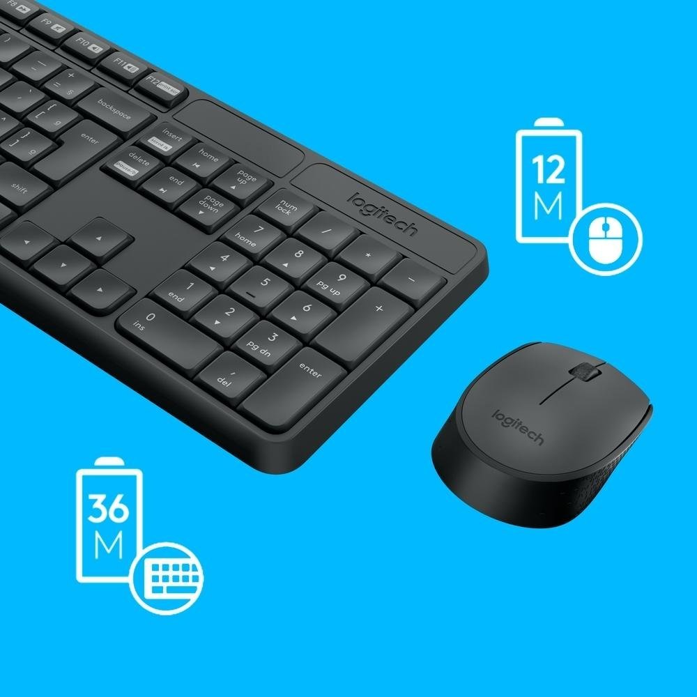 Kit Teclado e Mouse sem fio Logitech MK235 com Conexão USB, Pilhas Inclusas e Layout ABNT2 - 920-007903 - Imagem 3
