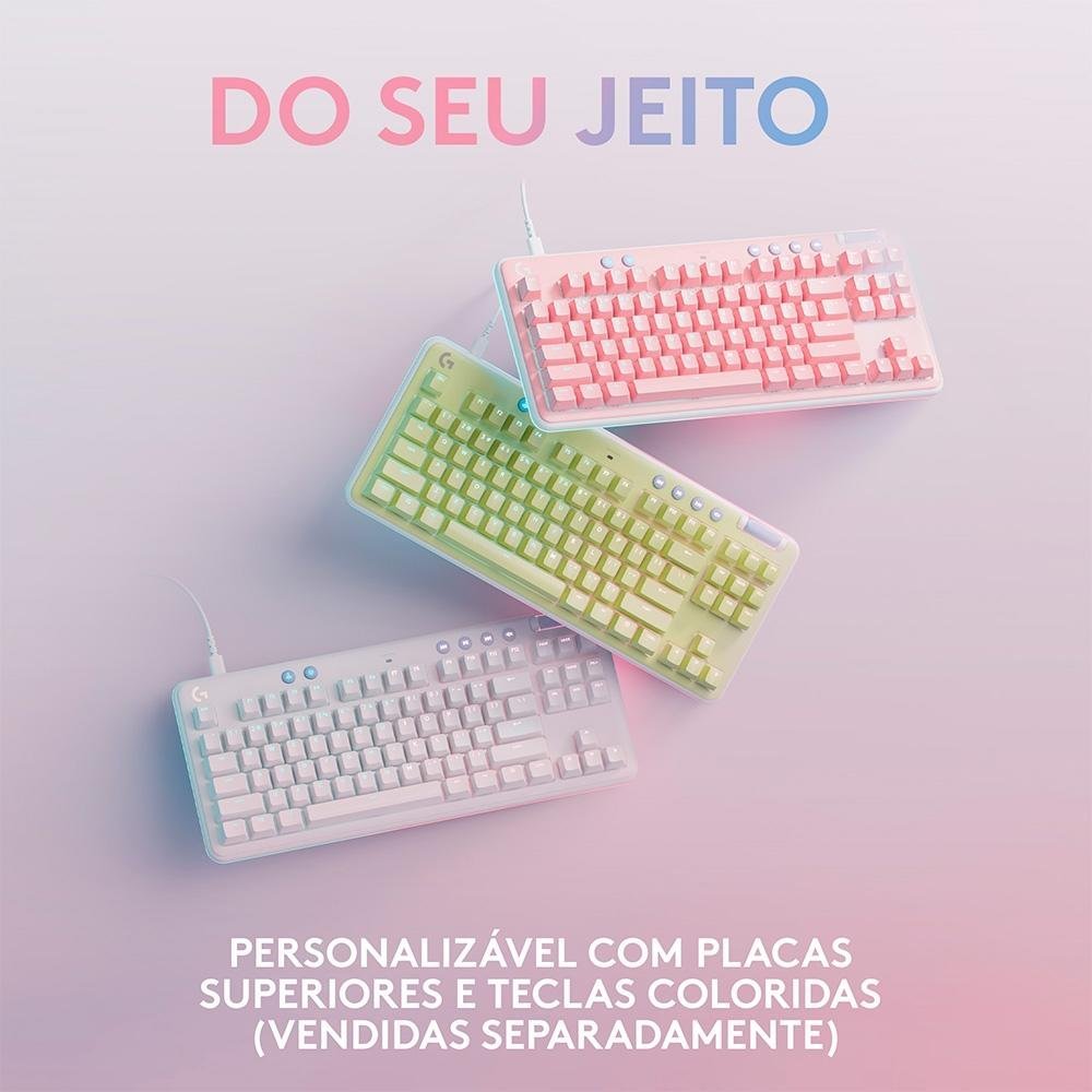 Teclado Mecânico Gamer Logitech G713 Switch GX Brown Tactile, RGB LIGHTSYNC, Apoio para Mãos, ABNT, Branco - 920-010701 - Imagem 7