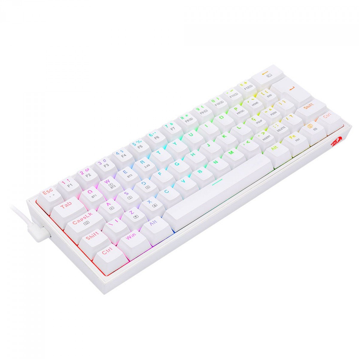 Teclado Sem fio Mecânico Gamer Redragon Fizz Pro, RGB, Switch Brown, Wireless, Bluetooth, Branco - K616-RGB-W (PT-BROWN) - Imagem 5