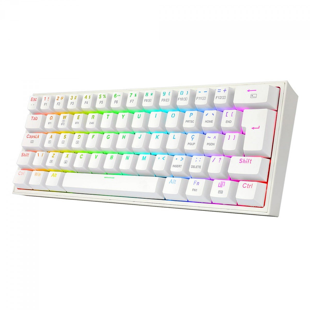 Teclado Sem fio Mecânico Gamer Redragon Fizz Pro, RGB, Switch Brown, Wireless, Bluetooth, Branco - K616-RGB-W (PT-BROWN) - Imagem 4