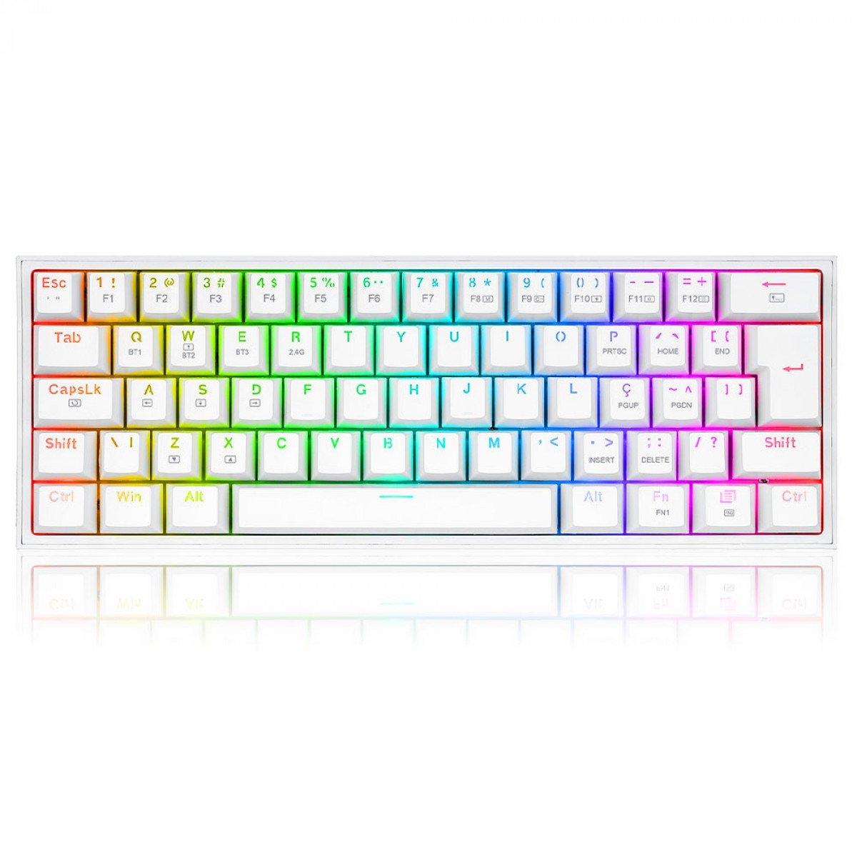 Teclado Sem fio Mecânico Gamer Redragon Fizz Pro, RGB, Switch Brown, Wireless, Bluetooth, Branco - K616-RGB-W (PT-BROWN)